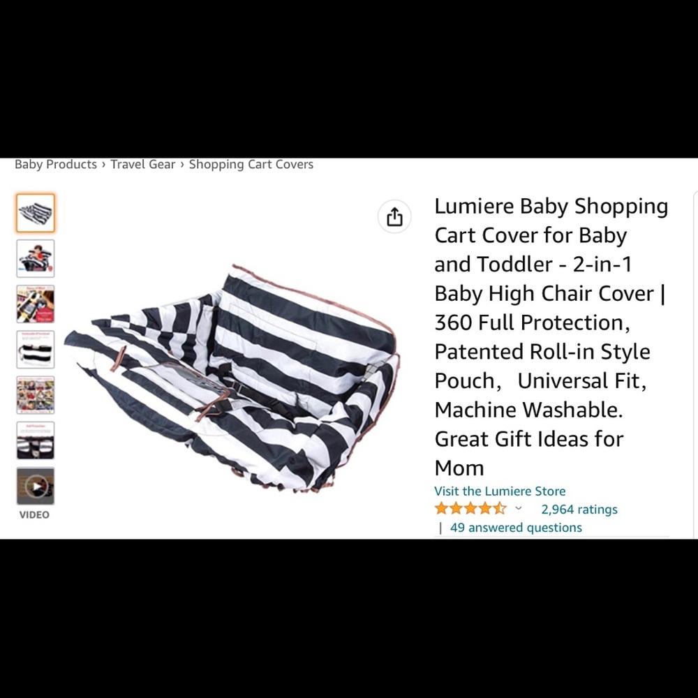 lumiere handy 2 in 1 shopping cart cover msrp $40 lk nw beauty black white brown